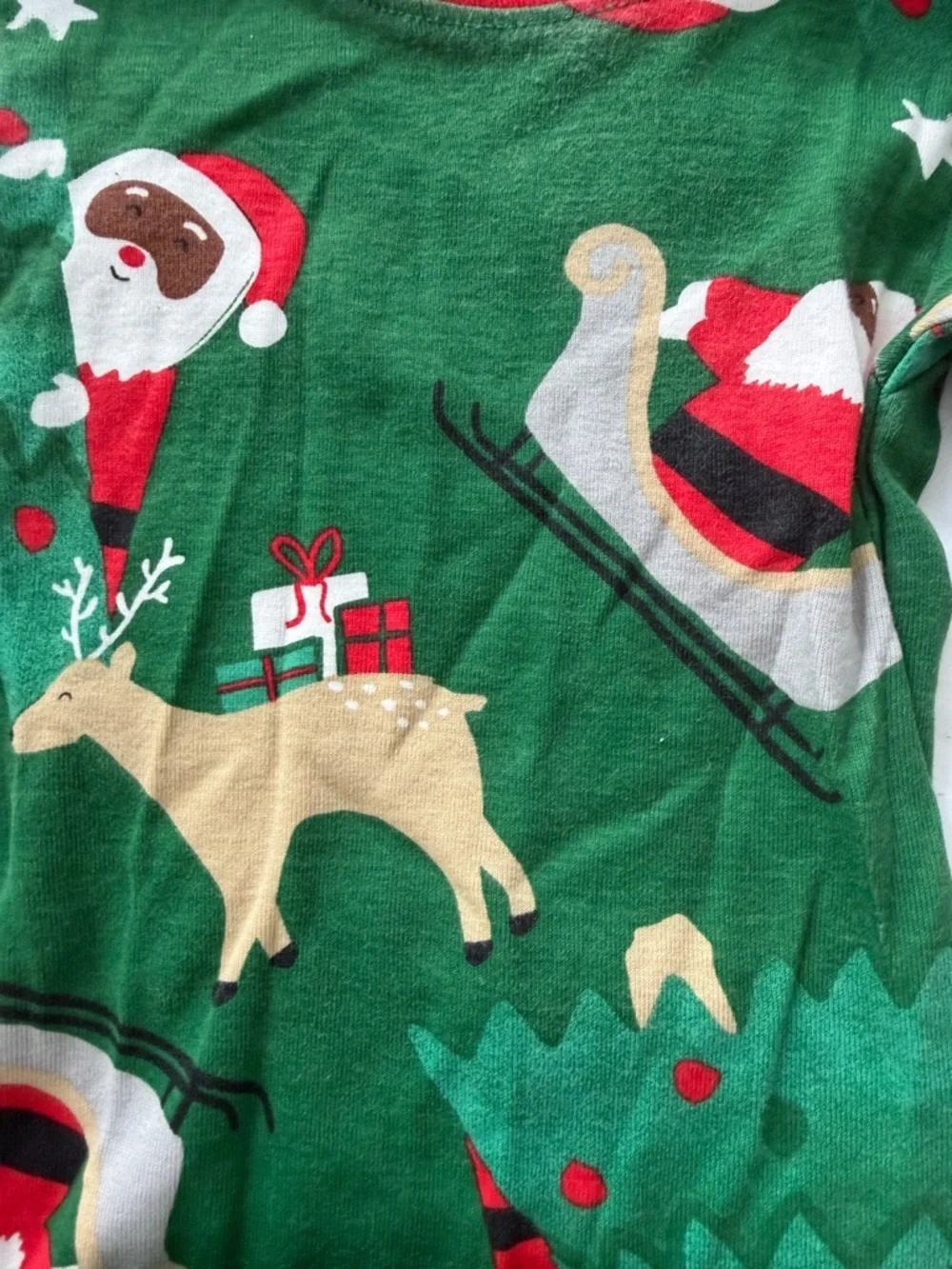 Baby Christmas Holiday Santa sledge reindeer Pajama with Red, Green 12-18months